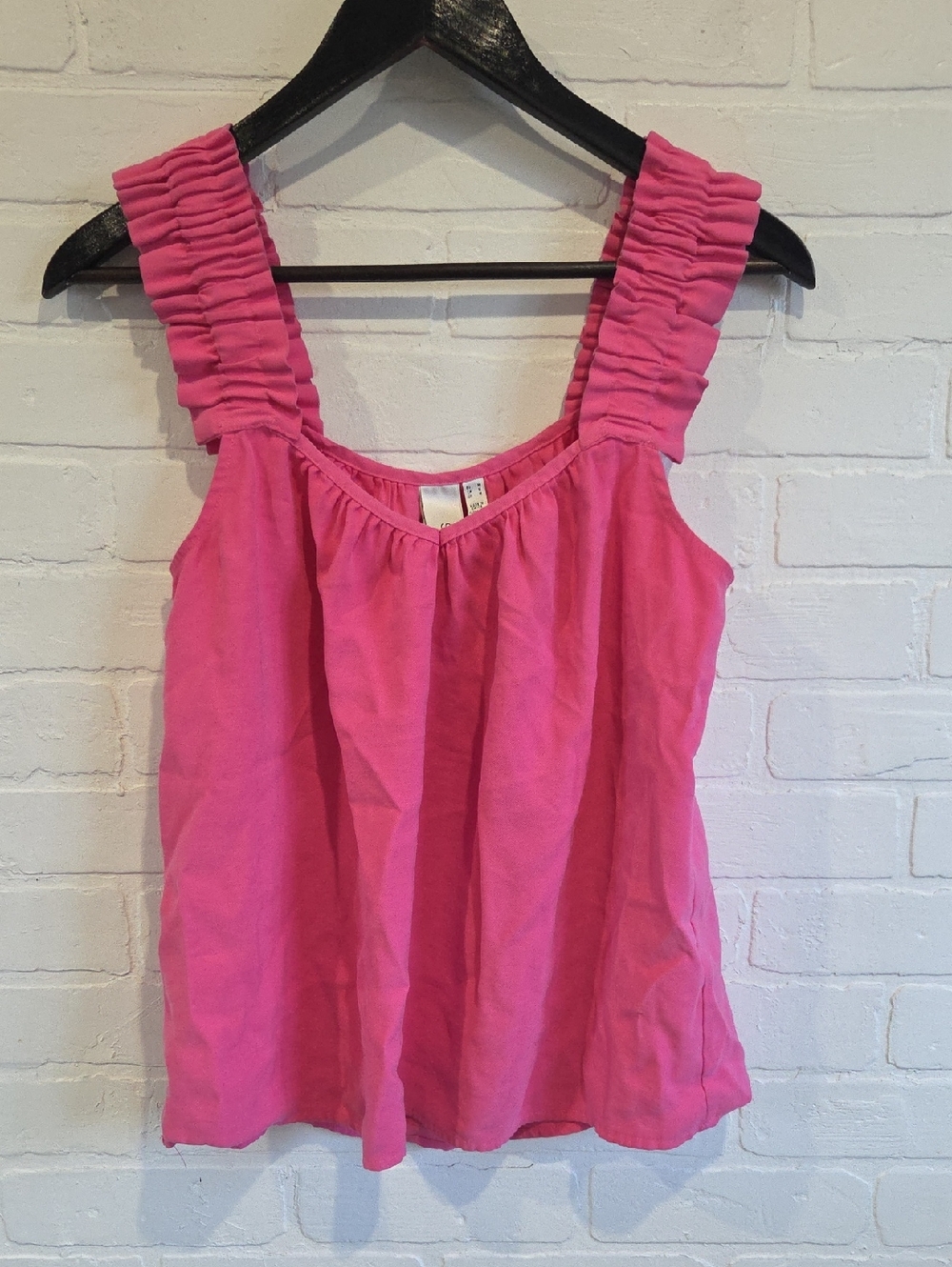 Y.A.S. Ruffled Strap Sleeveless Tank Top in Bright Pink